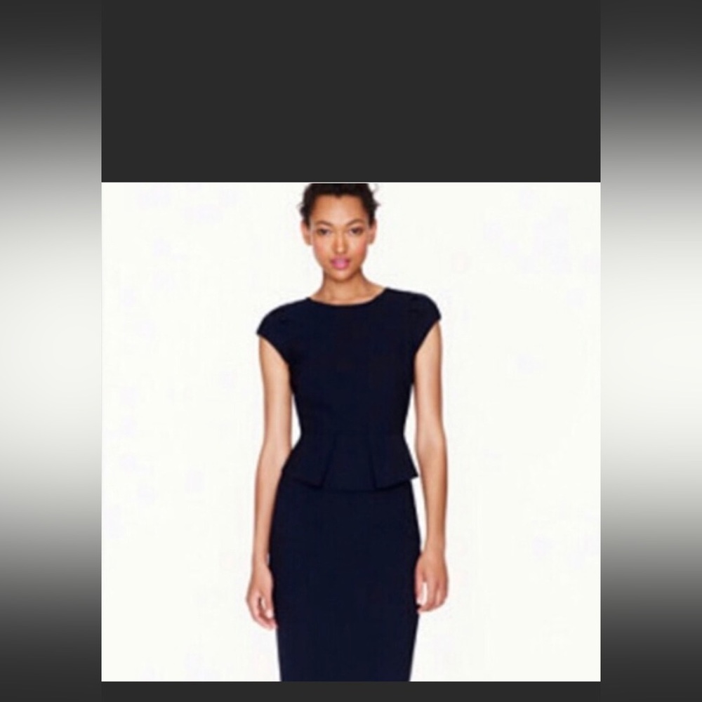 J Crew Navy Peplum Dress, Size 6